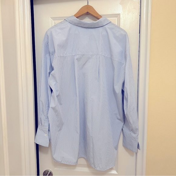 Mango oversized Blue Striped Button-Up Shirt and Shorts Set in cotton blend - Picture 12 of 14